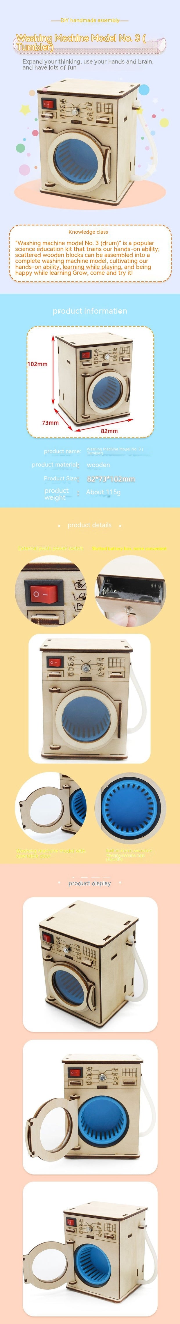 Washing Machine Model No 3 Drum Children's Technology Small Production Diy Elementary School Students Science And Education Frontier Experiment Material Package